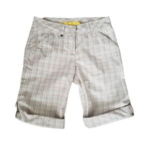 Lole Beige Plaid Roll Up Shorts Golf Hiking Outdoors Active